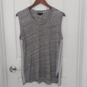 J Crew Sleeveless Cotton Tee Grey White Medium